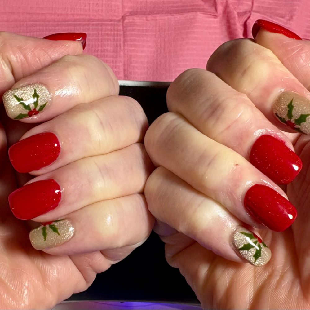 Red and gold nail art